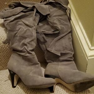 Chic Gray Women's Heeled Boots